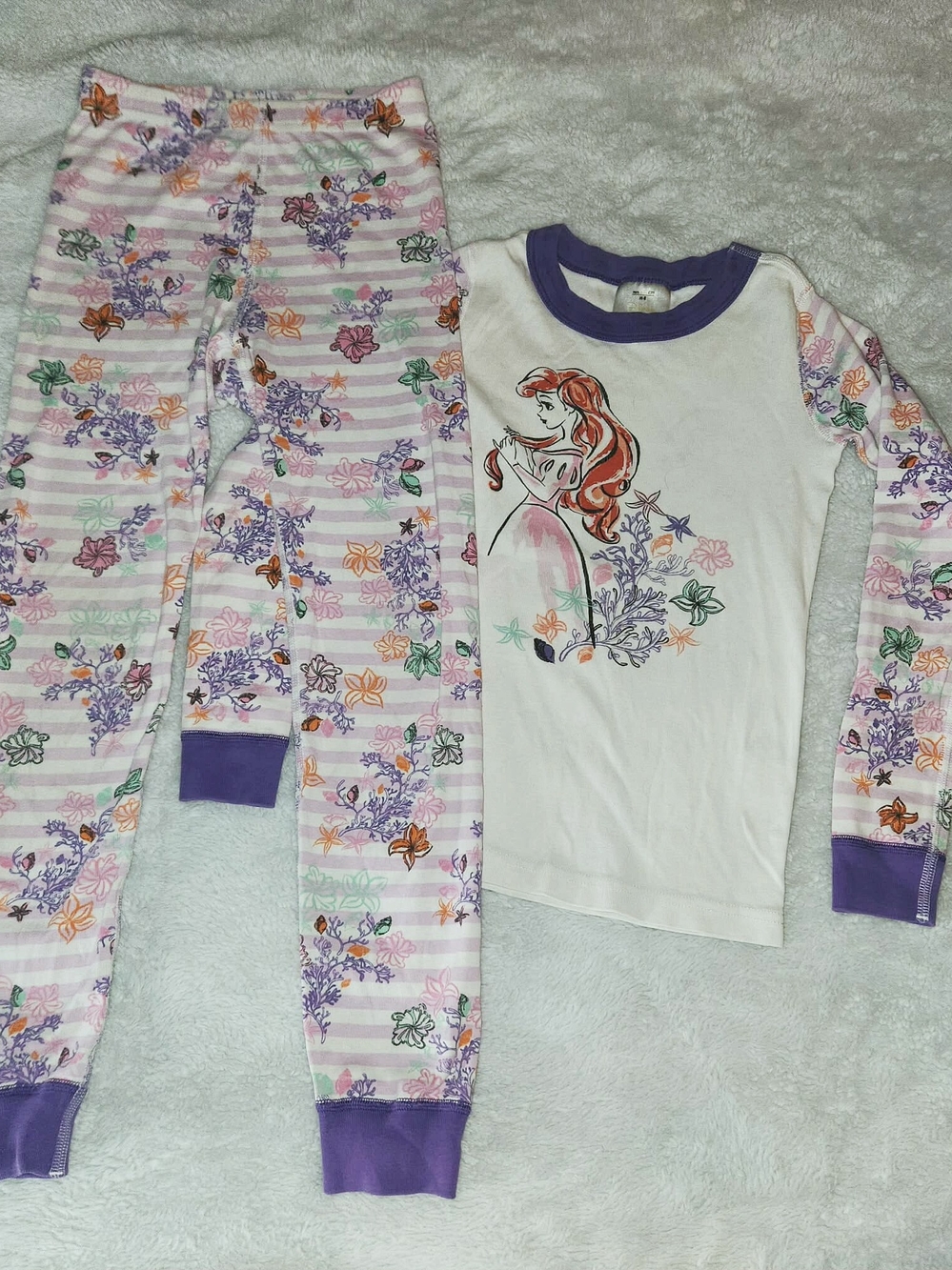 Hanna Andersson Disney Princess Ariel Pajama Set Girls Size 8